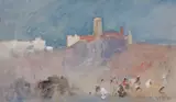 Hercules Brabazon Brabazon, Figures Before a Hill Town
