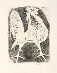 Luciano Minguzzi, Due grafiche, A) Gallo