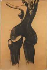 Gianni Dova, Figura, charcoal on paper applicata on canvas