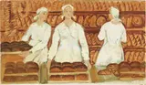 Aleksandr Deyneka, Nella fabbrica del pane, oil on faesite
