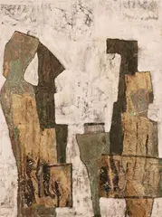 I portatori di pietre by Andrea Stella, mixed media on panel, offered Sep 2026