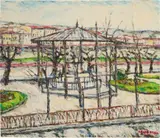 Bruno Rosai, Firenze, Monumento a Nicola Demidoff, 1958, oil on canvas