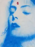 Omar Galliani, Blu oltremare, pastel on paper
