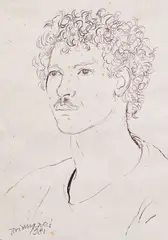 Ritratto di Aldo Busi by Nino Tirinnanzi, 1981, ink on paper, offered Sep 2026