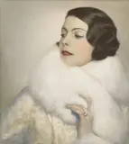 Arthur Benda, Ohne Titel (Frauenportrait). Vermutlich 1920er Jahre, Vintage. Ölumdruck, handkoloriert