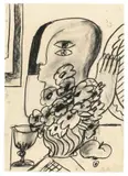 Horst Antes, Ohne Titel, Um 1963, Kreide auf chamoisfarbenem Zanders-Papier