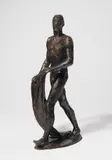 Ernesto de Fiori, Stehender Jüngling mit Tuch, 1930, Bronze mit dunkelbrauner Patina. Höhe: 39,5 cm (15 ½ in.)