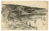 Max Liebermann, Tennisplatz in Noordwijk, Um 1911, Kreide auf Papier