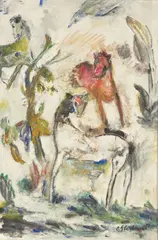 Otto Gleichmann, Pferde, 1959, Öl auf Hartfaser