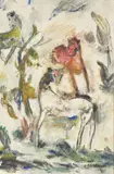Otto Gleichmann, Pferde, 1959, Öl auf Hartfaser