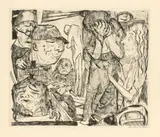 Max Beckmann, Irrenhaus, 1918, Kaltnadel auf Bütten
