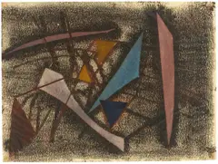 Ohne Titel by Fritz Winter, Um 1951, Öl auf dünnem Halbtransparentpapier, sold Nov 2018