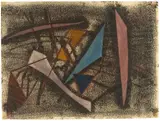 Ohne Titel by Fritz Winter, Um 1951, Öl auf dünnem Halbtransparentpapier, sold Nov 2018