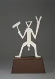 A. R. Penck, Figur, 1992, Edelstahl, gebürstet, auf lackiertem Holzsockel. Höhe (mit Sockel): 58,3 cm (23 in.)