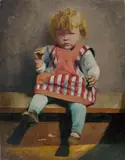 Ernest Neuschul, Kinderbildnis (Annemarie), 1929, Öl auf Holz