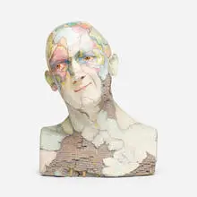 John Woodward, Tectonick, c. 1987, paint and graphite on ceramic