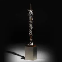 Nimbus by Albert Paley, 2001, forged and fabricated stainless steel, steel, glass, sold Jan 2020