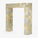 Cityscape illuminated headboard by Paul Evans, c. 1975, chrome-plated steel, brass, sold Jan 2020