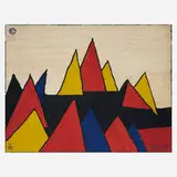 Pyramids tapestry by Alexander Calder, 1975, hand-woven maguey fiber, sold Jan 2020