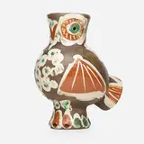 Pablo Picasso, Chouette vase, 1968, glazed and engraved earthenware with engobe decoration and black patina