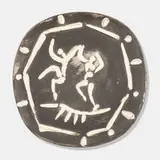 Deux Danseurs plate by Pablo Picasso, 1956, glazed earthenware with black patina, sold Jan 2020
