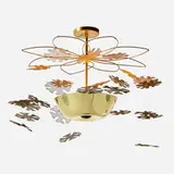 Paavo Tynell, chandelier, model 9077, c. 1948, patinated, enameled, and polished brass