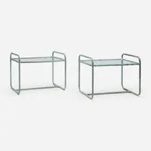 Walter Lamb, Occasional tables model BL-3700, pair, c. 1952, bronze, glass