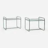 Walter Lamb, Occasional tables model BL-3700, pair, c. 1952, bronze, glass