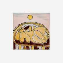 Tile by Guido Gambone, c. 1960, glazed earthenware, sold Sep 2024