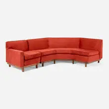 Frank Lloyd Wright, Sectional sofa, model 1575, c. 1955, upholstery, mahogany