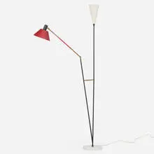 Stilnovo, Floor lamp, c. 1950, painted brass and aluminum, brass, marble