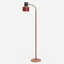 Floor lamp by Stilnovo, c. 1965, enameled steel and aluminum, brass-plated steel, wood, terrazzo, sold Sep 2024