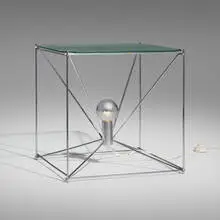 Max Sauze, Illuminated occasional table, c. 1965, chrome-plated steel, glass