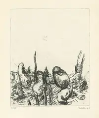 Ohne Titel by Georg Baselitz, 1964, Radierung und Vernis mou auf Velin, sold Dec 2017
