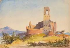Albert Venus, Ruine an der Via Appia, Aquarell über Bleistift mit etwas Deckweiß auf Papier
