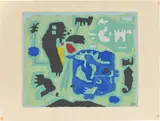 Willi Baumeister, Komposition in Grün, 1954, Farbserigrafie auf Velin
