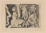 Pablo Picasso, Peintre et modèle avec un spectateur, 1965, Aquatinta auf Velin