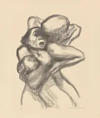 Käthe Kollwitz, Tod packt eine Frau, 1934, Lithografie auf Velin
