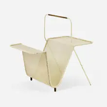 Mathieu Matégot, Magazine rack, c. 1955, enameled steel, brass, rubber