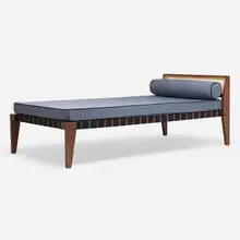 Pierre Jeanneret, Daybed from Chandigarh, c. 1955-56, teak, upholstery, cane, webbing