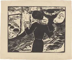 Karl Schmidt-Rottluff, Die Sonne, 1914, Holzschnitt auf dünnem Bütten