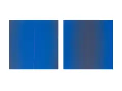Johannes Gecelli, Innenblau“ / „Blauaussen, 1999, Diptychon: jeweils Acryl auf Leinwand