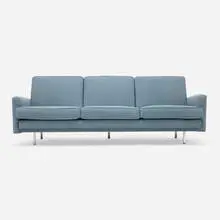 Sofa, model 5691B by George Nelson & Associates, c. 1961, upholstery, chrome-plated steel, sold Sep 2024