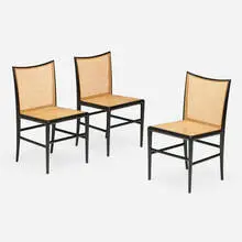 Branco & Preto, Pahinha chairs, set of three, c. 1955, lacquered wood, cane