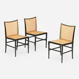 Branco & Preto, Pahinha chairs, set of three, c. 1955, lacquered wood, cane