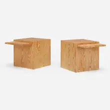 Contemporary, Occasional tables, pair, c. 2000, cypress