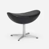 Arne Jacobsen, Egg ottoman, 1958, leather upholstery, aluminum, plastic