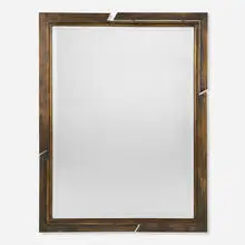 Philip and Kelvin Laverne, Rare wall mirror, c. 1975, patinated brass, mirrored glass