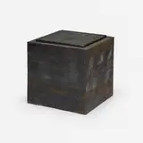 Cube table by Paul Evans, c. 1970, welded and patinated steel, slate, sold Sep 2024