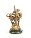 late 19th century / early 20th century gilt / silvered bronze figural group of three winged putti by Jean-Louis Grégoire, silvered bronze, offered Dec 2016